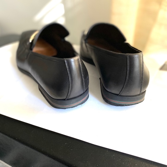 Gucci black leather slip on shoes semi formal casual 41 silver metal accent main image 6